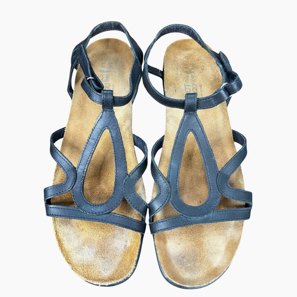 NAOT Women’s Dorothy Black Strappy Leather Sandal Size 41 US 10 - Picture 10 of 11